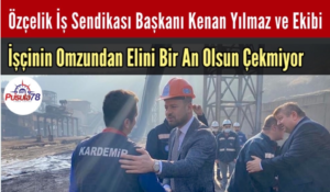 Başkan Yılmaz ve Ekibi İşçinin Omzundan Elini Çekmiyor