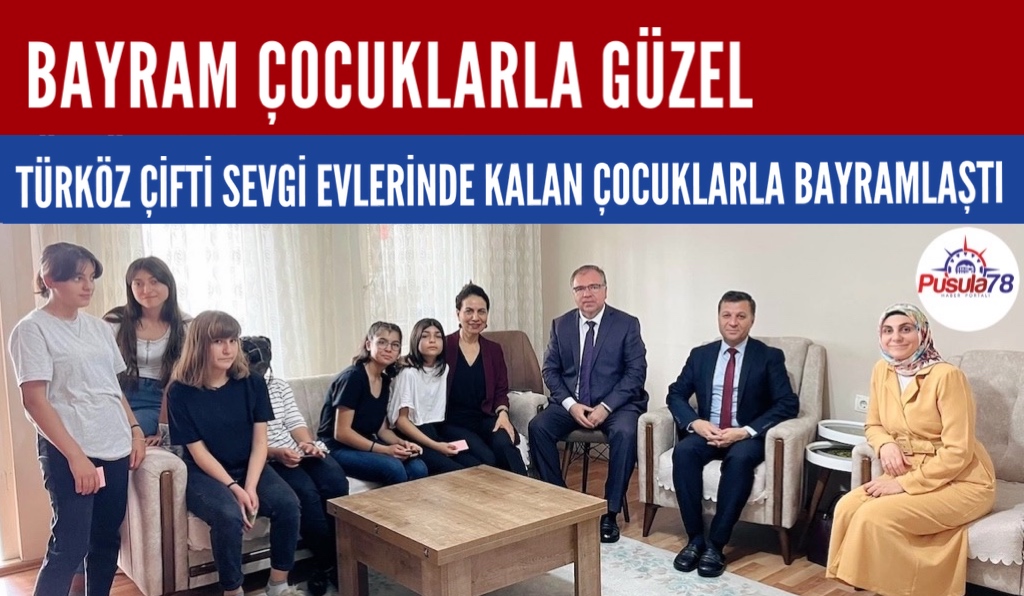 TÜRKÖZ ÇİFTİ ÇOCUKLARLA BAYRAMLAŞTI